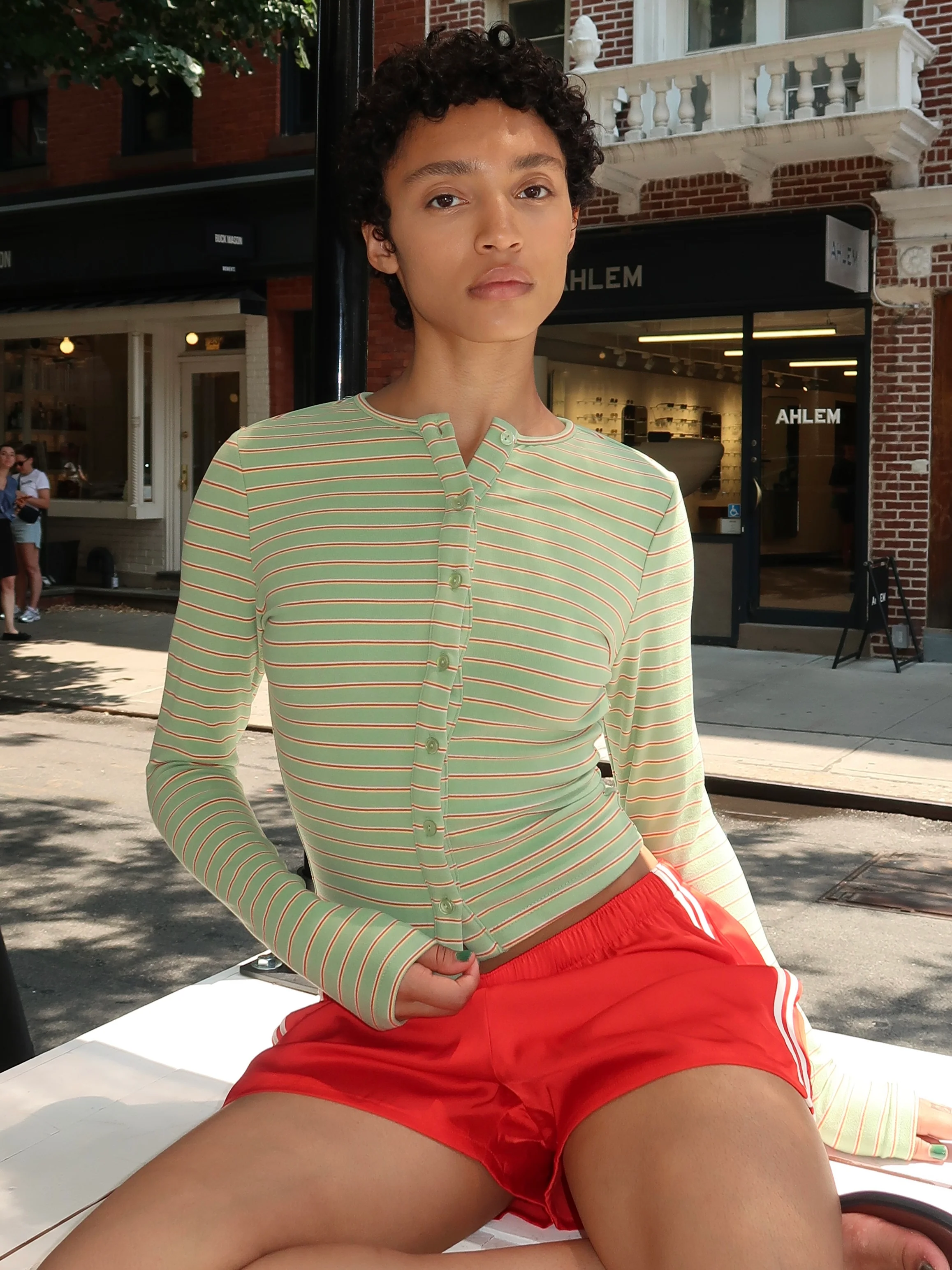 Yas Cardigan in Strawberry Matcha Stripe - Image 2